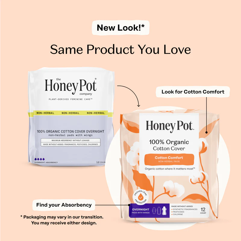 Product image for Honey Pot Organic Cotton Comfort Cover Overnight Pads